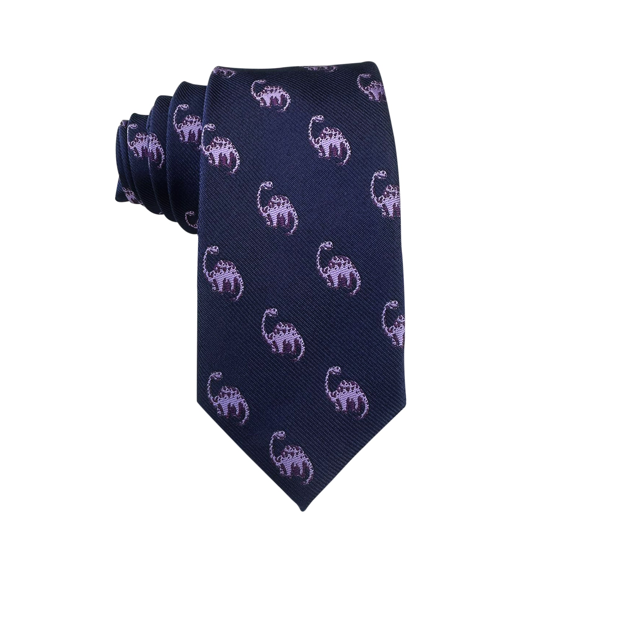 Navy Blue with Lilac Apatosaurus Dinosaur Necktie