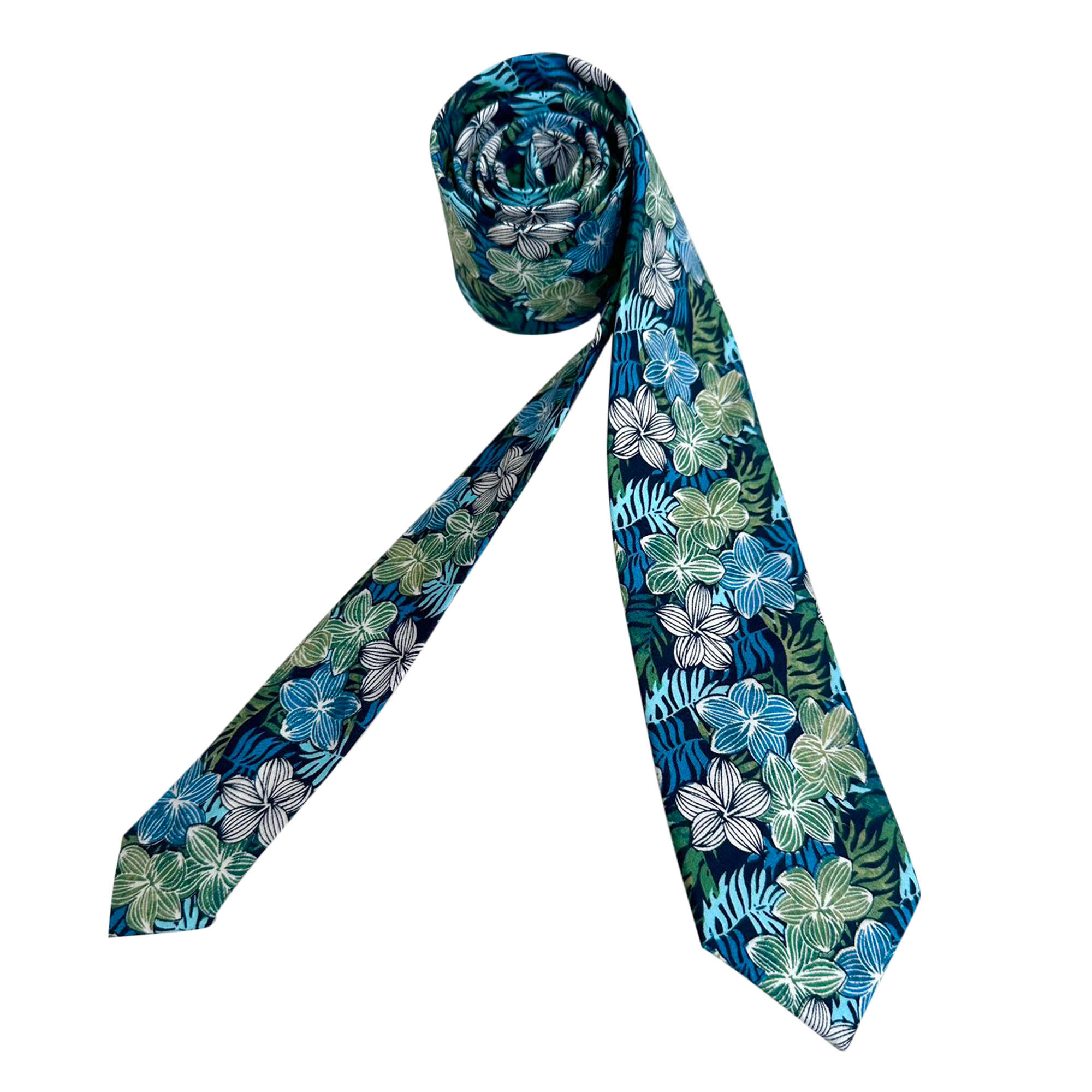 Midnight Sage Tropical Floral Skinny Tie