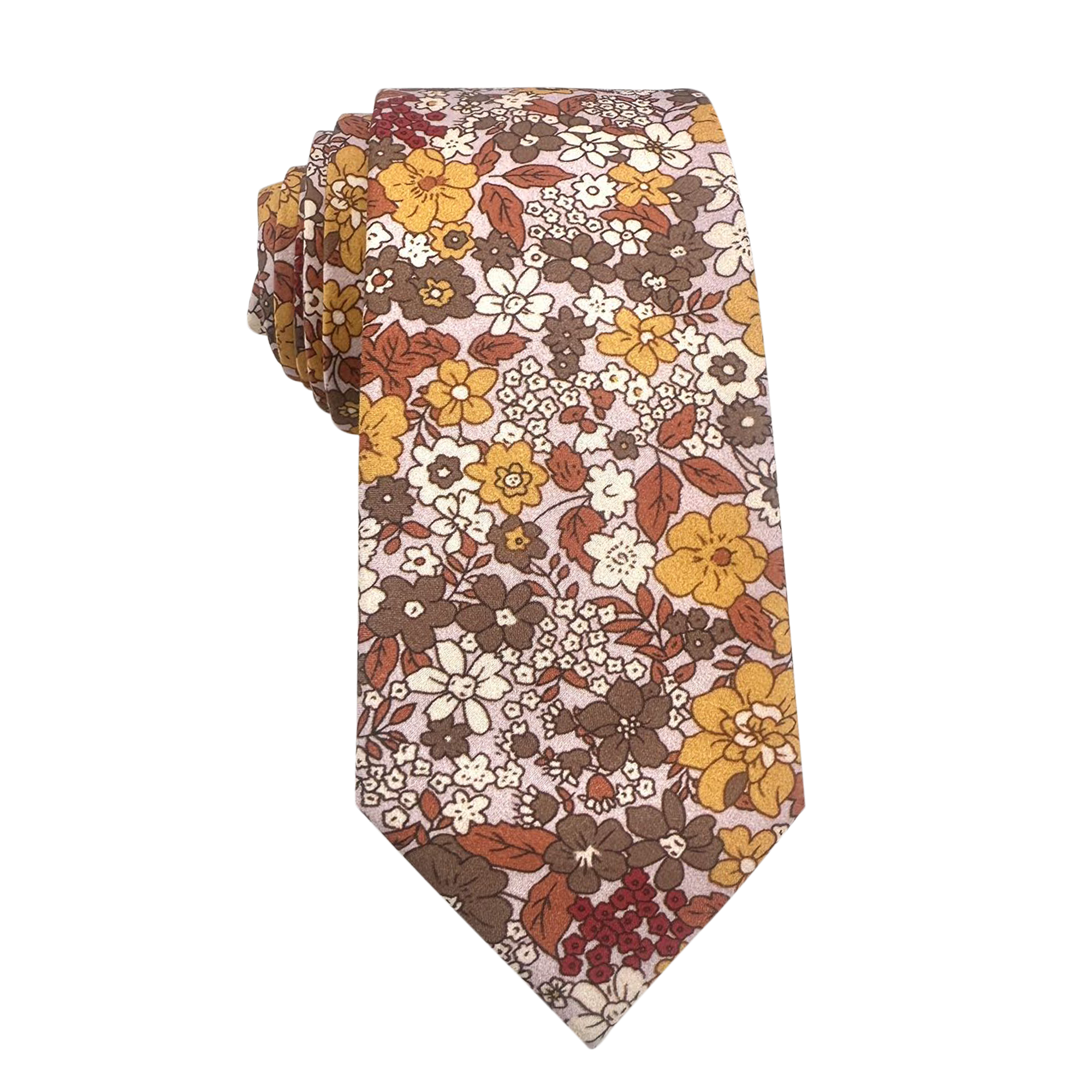 Vintage Brown Floral Skinny Tie