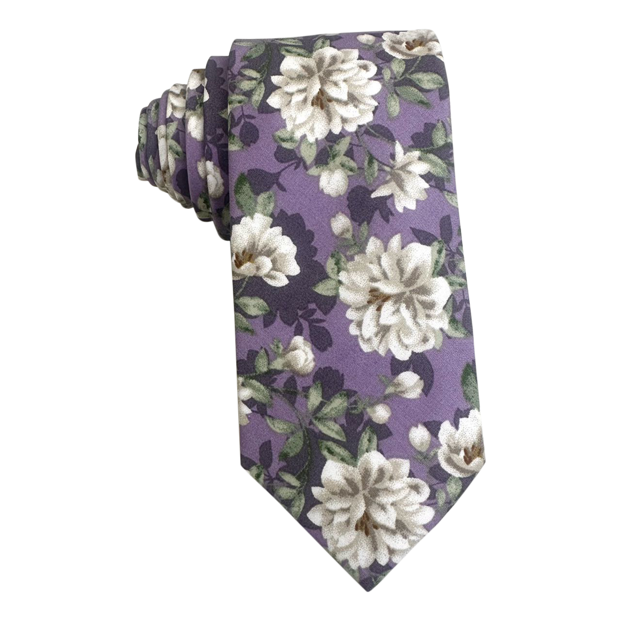 Lavender Cream Floral Skinny Tie