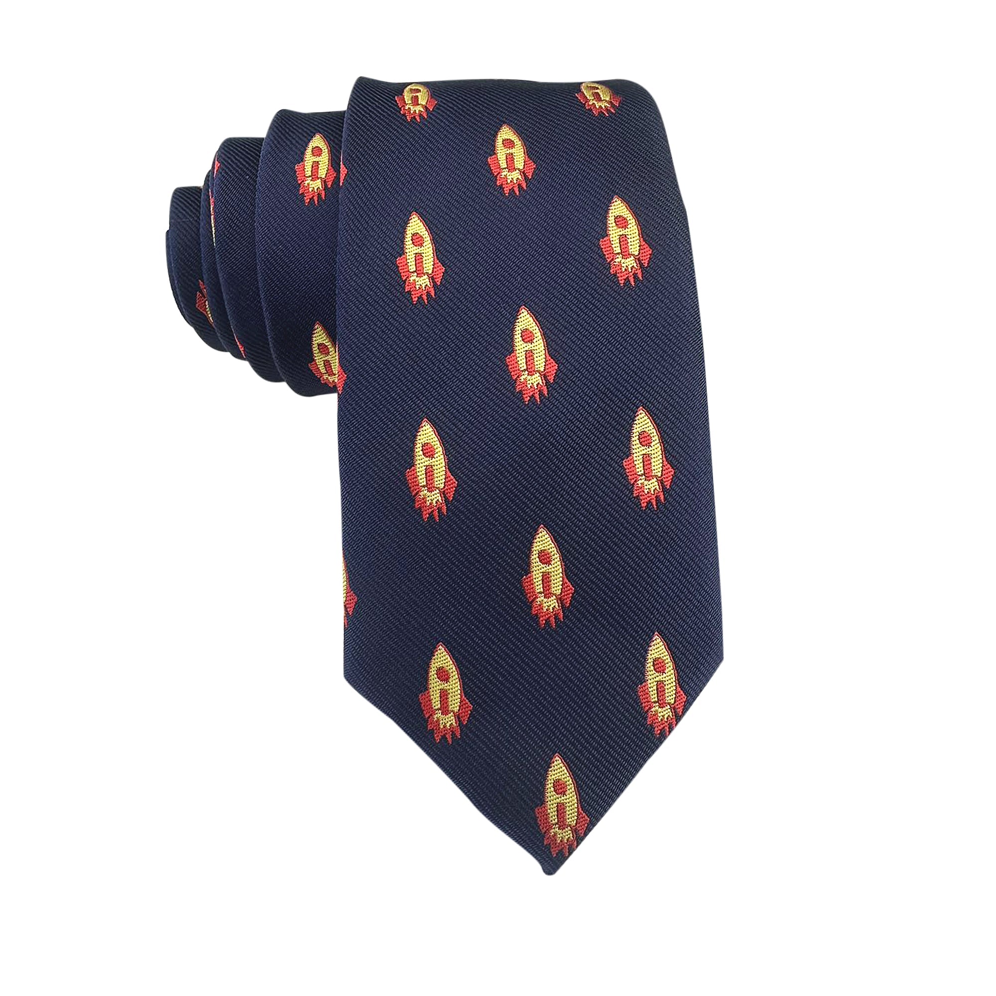 Navy Blue Yellow Rocket Necktie