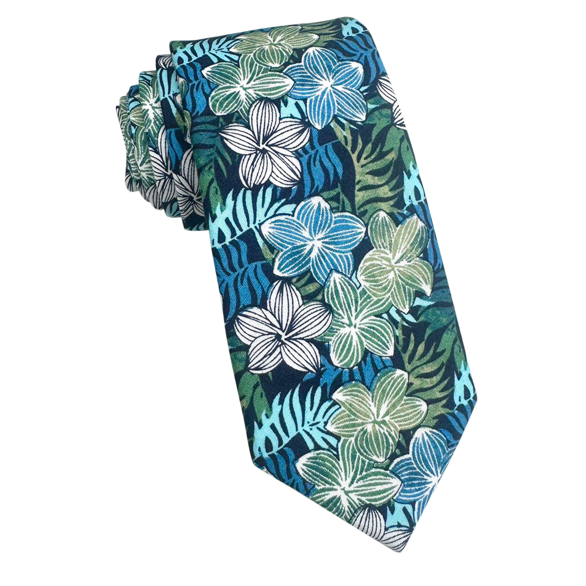 Midnight Sage Tropical Floral Skinny Tie