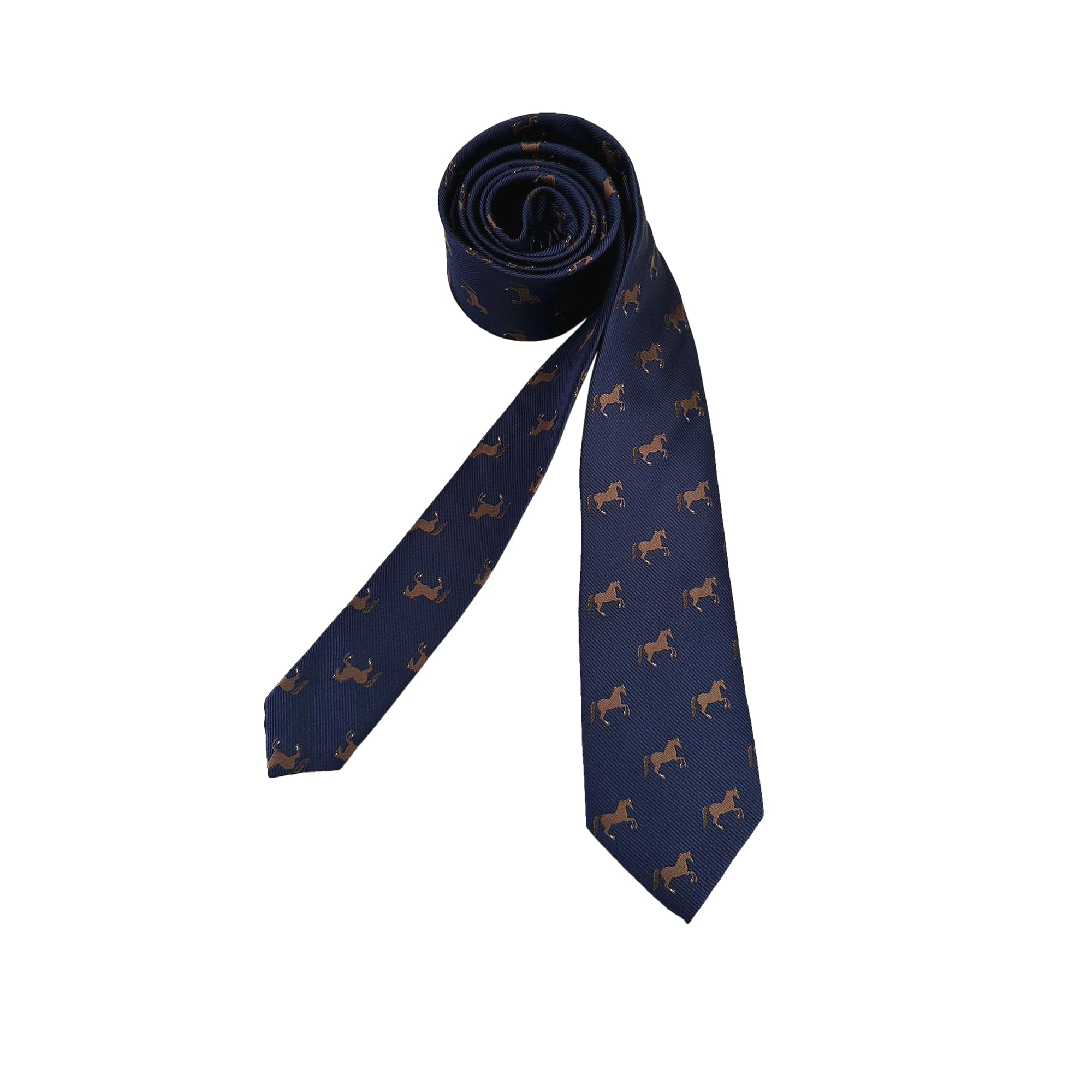 Navy Blue Horse Skinny Tie