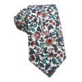 White Red Rose Floral Skinny Tie