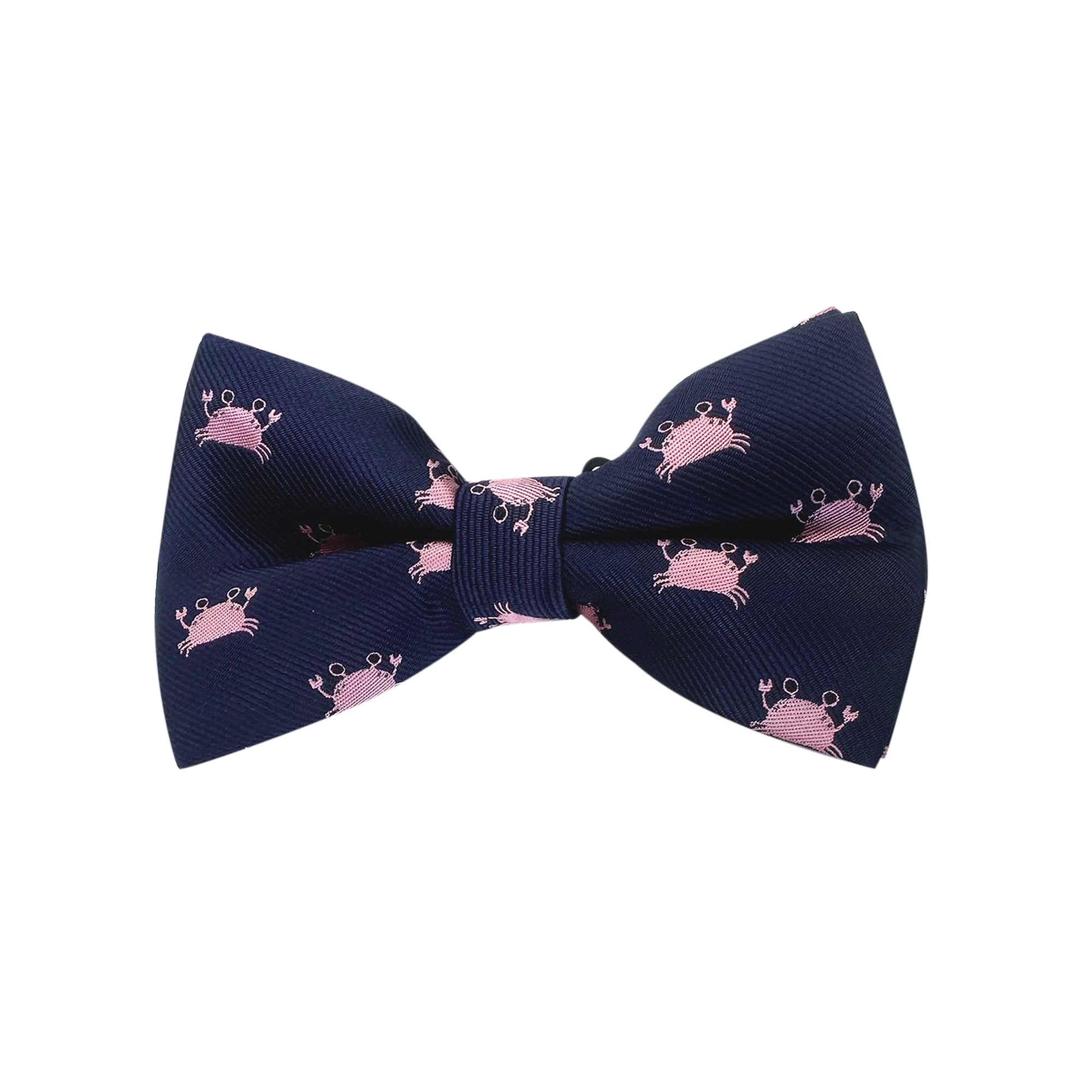 Navy Blue with Pink Crab Pre-tied Bow Tie