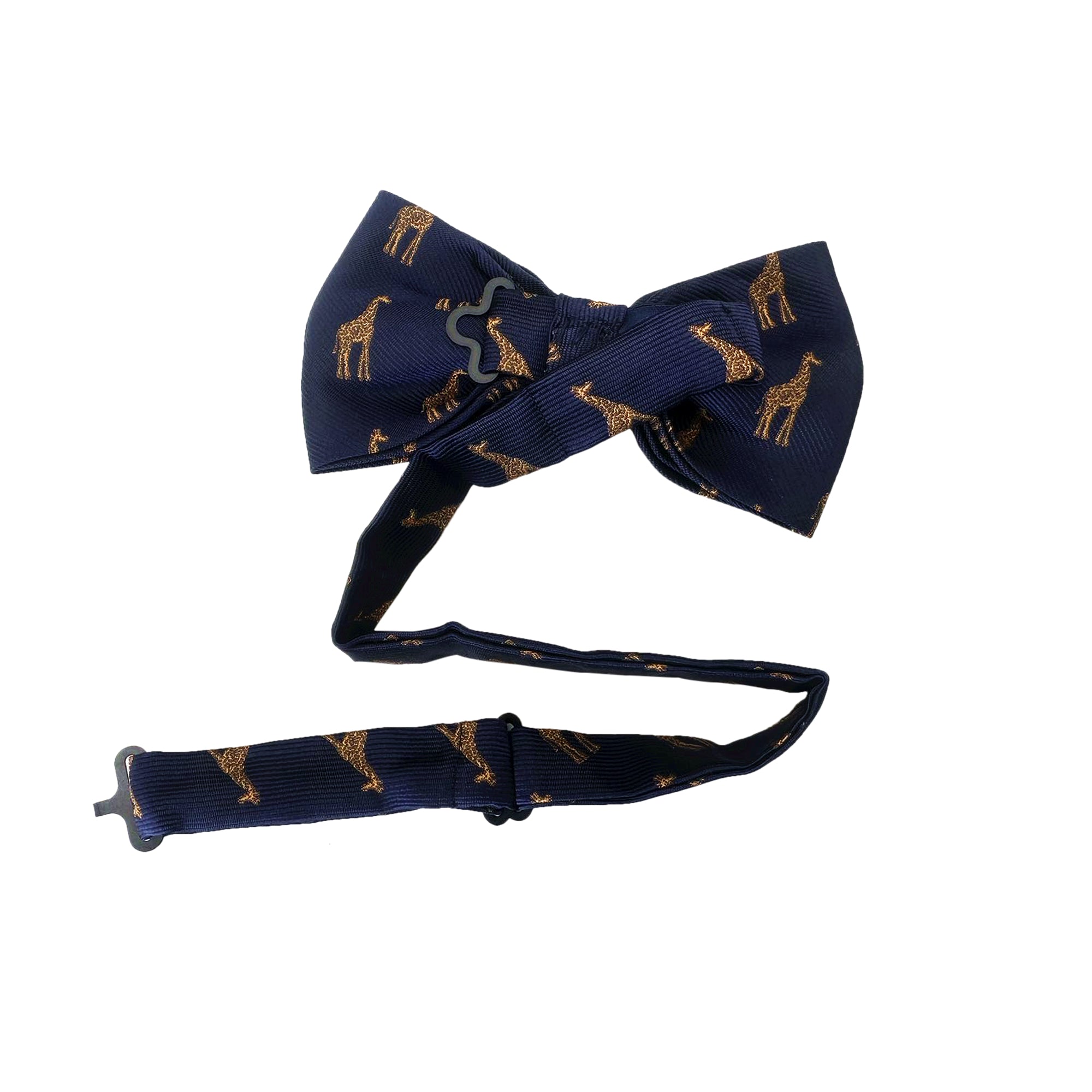 Navy Blue Golden Brown Giraffe Pre-tied Bow Tie