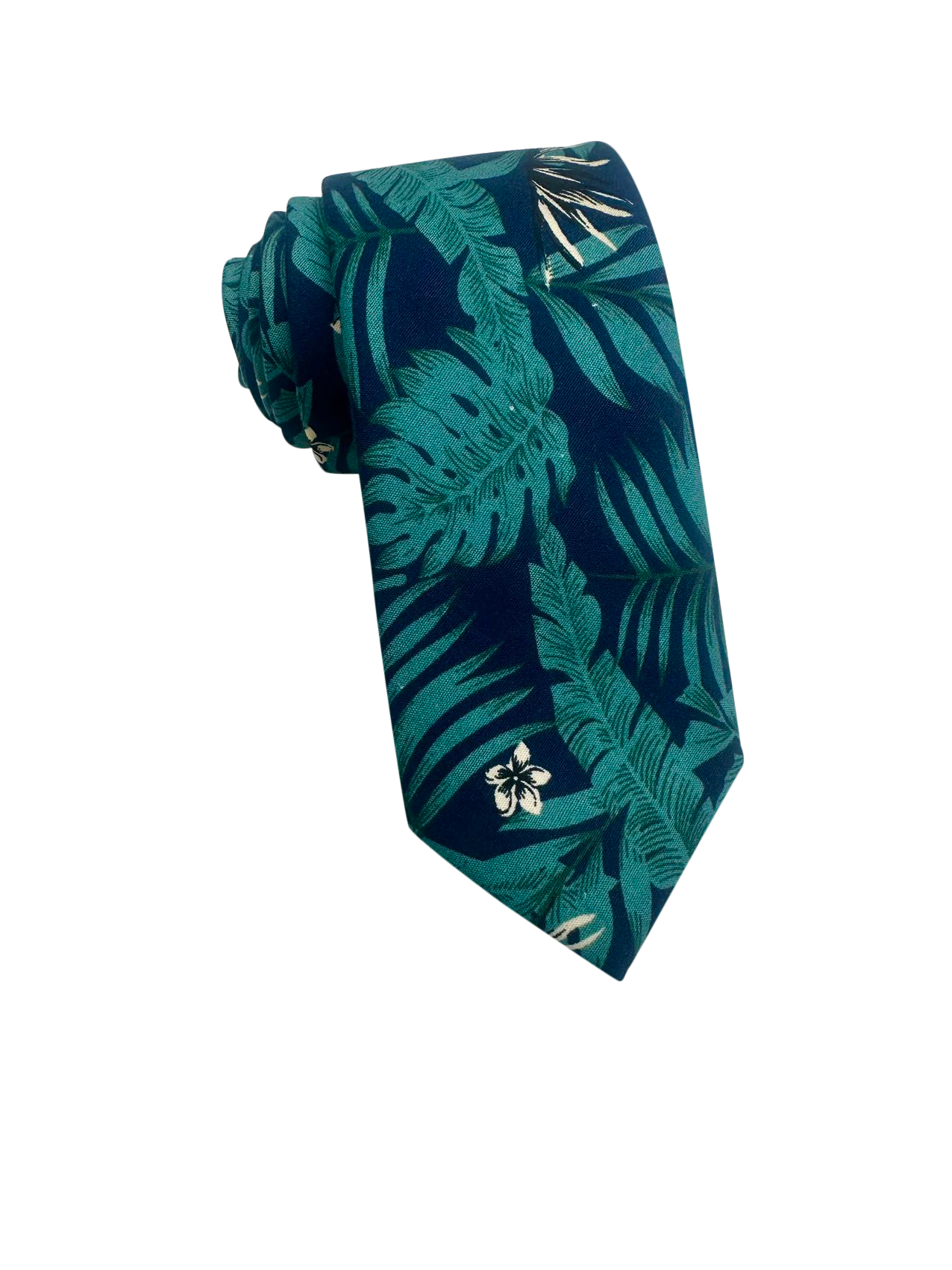 Navy Tropical Palm Skinny Tie