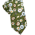 Army Green Floral Skinny Tie
