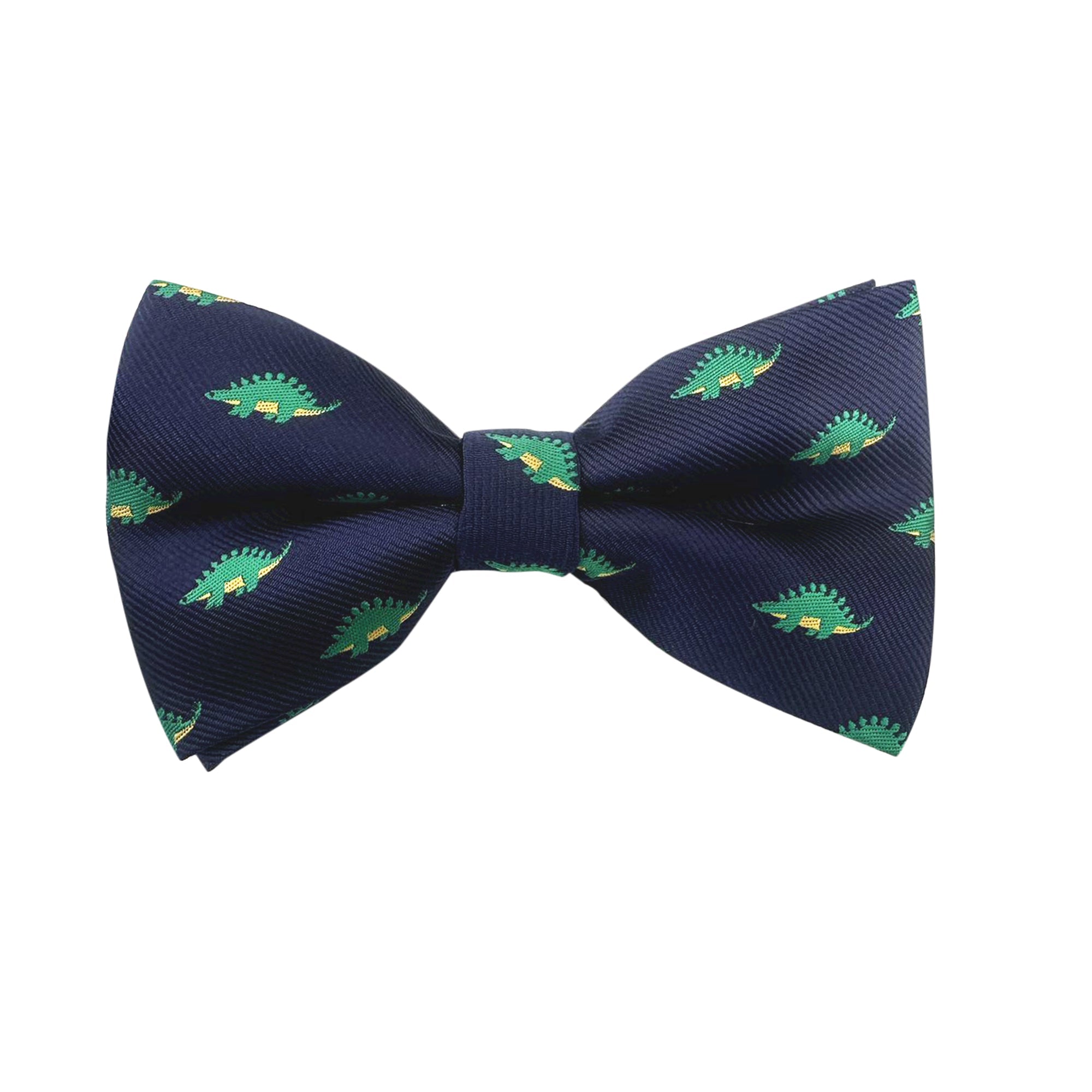 Navy Blue Green Stegosaurus Dinosaur Pre-tied Bow Tie