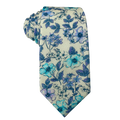 Teal Blue And Purple Floral Skinny Tie