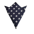 Navy Blue With White Fleur De Lis Pocket Square