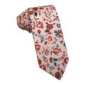 Peach Red Rose Floral Skinny Tie