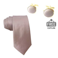 Taupe Satin Necktie + FREE CUFFLINK
