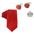 Rust Maroon Satin Skinny Tie + FREE CUFFLINK