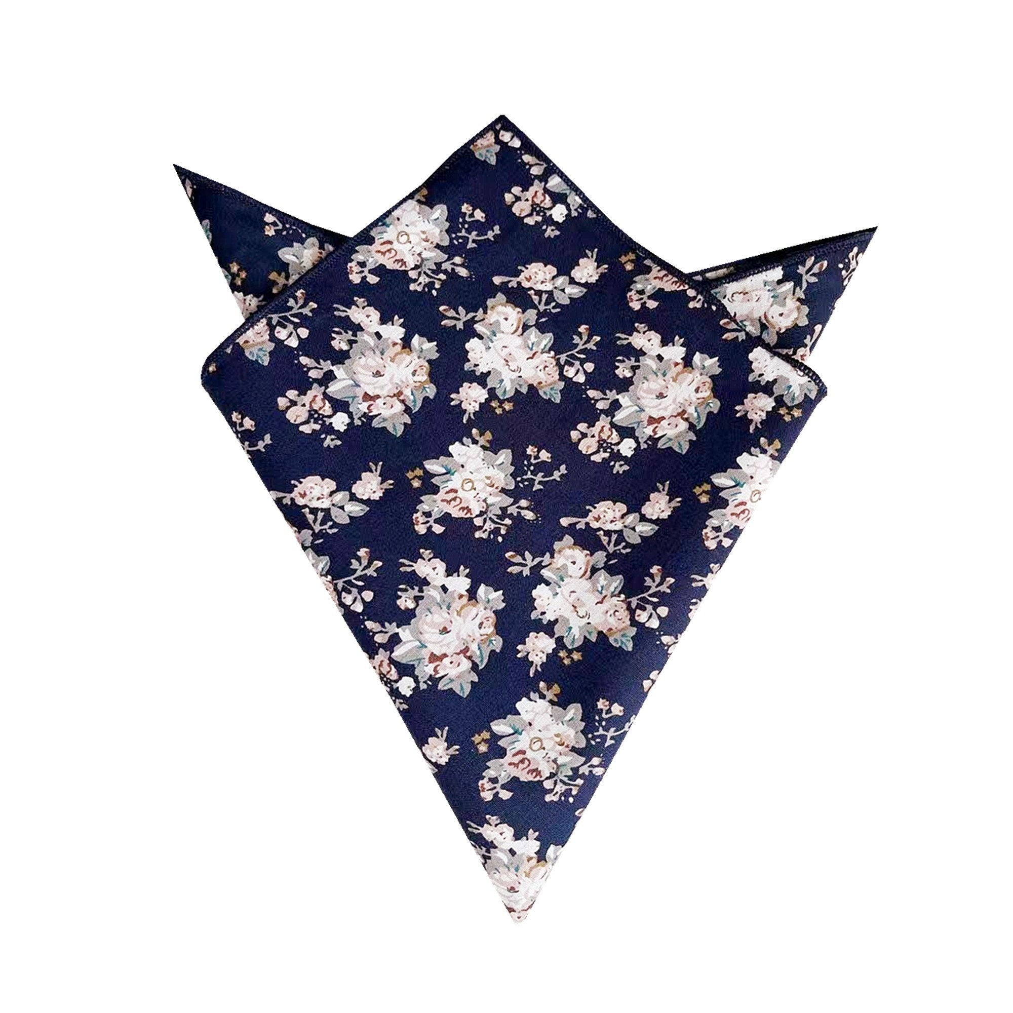 Midnight White Floral Pocket Square