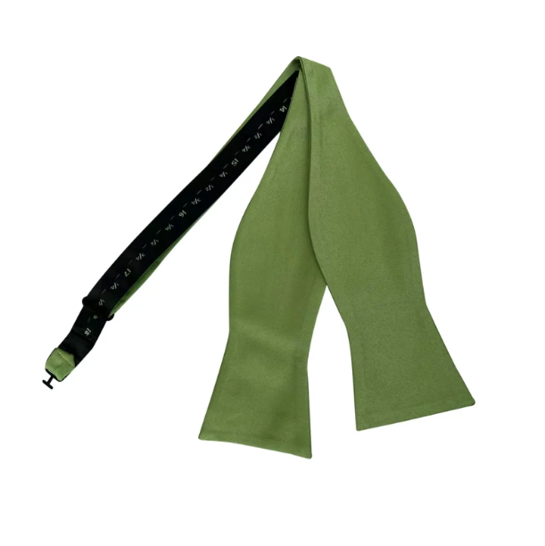 Dark Sage Green Satin Self-tied Bow Tie