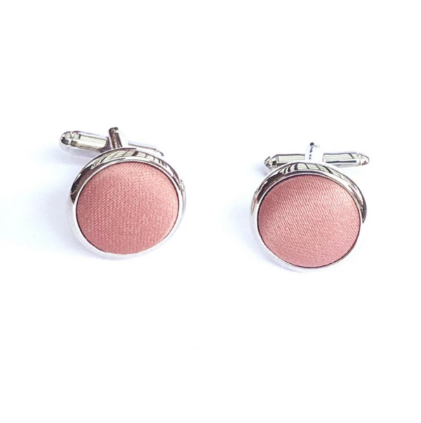 Desert Coral Satin Silver Cufflinks