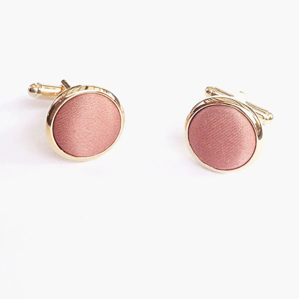 Desert Coral Satin Gold Cufflinks