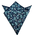 Midnight Teal Floral Pocket Square