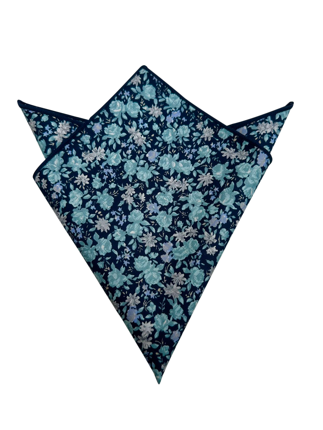 Midnight Teal Floral Pocket Square