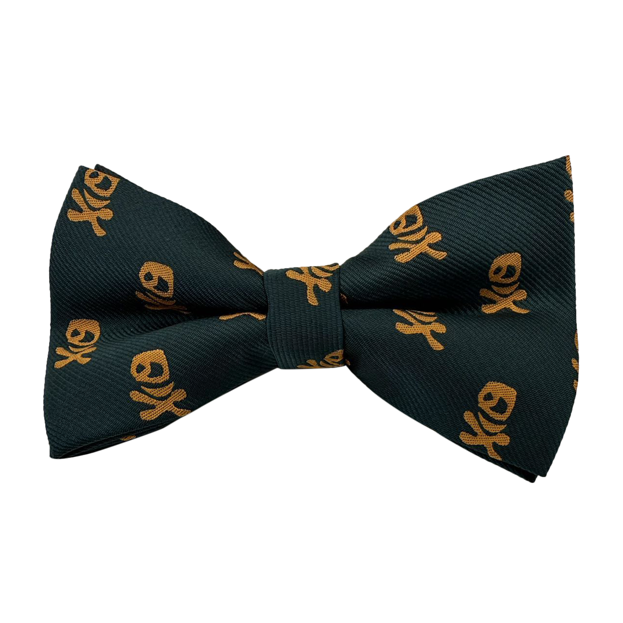 Navy Green with Gold Skull Pre-tied Bow Tie