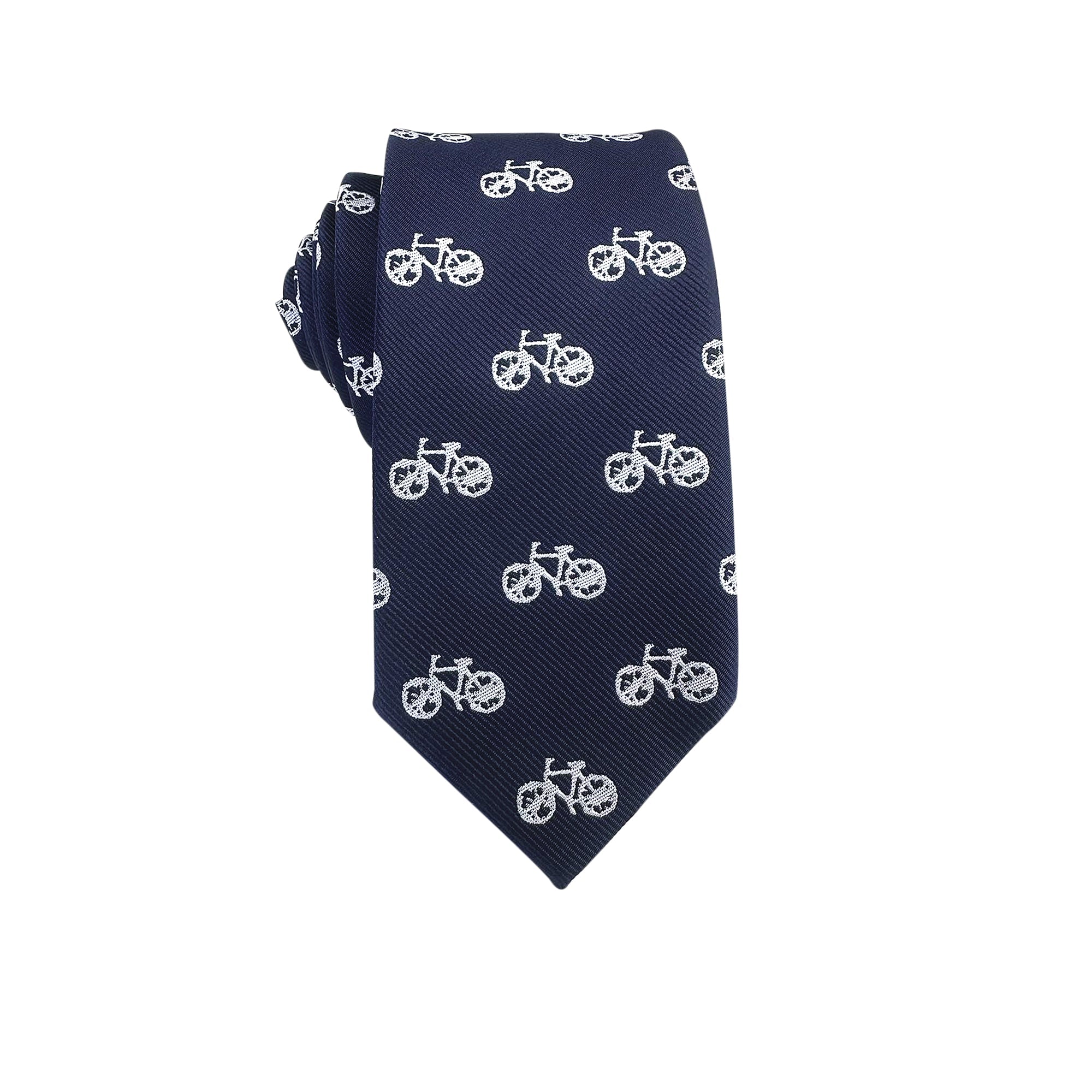 Navy Blue White French Bicycle Skinny Tie