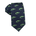 Navy Blue with Green Crocodile Skinny Tie