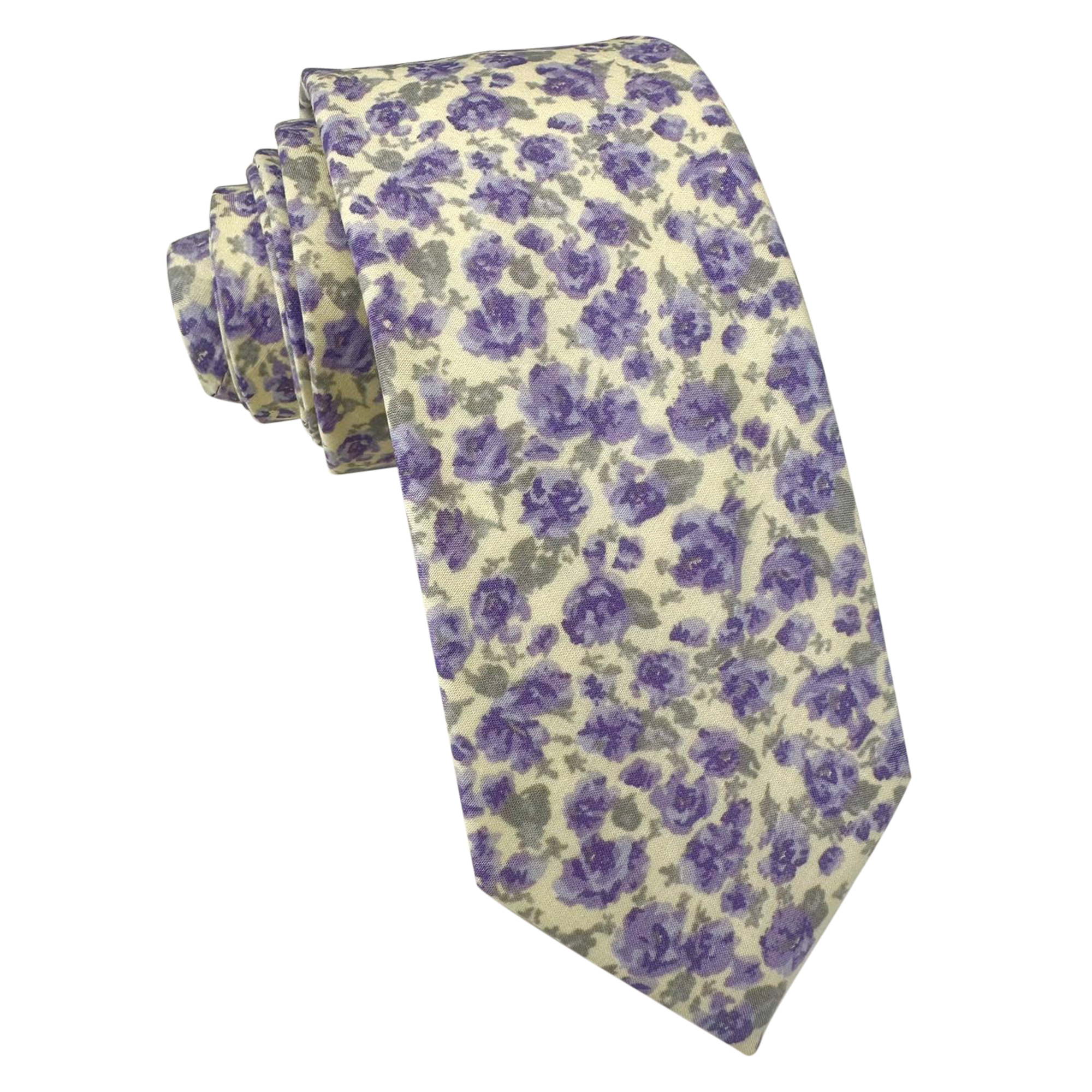 Fuchsia Purple on Beige Skinny Tie