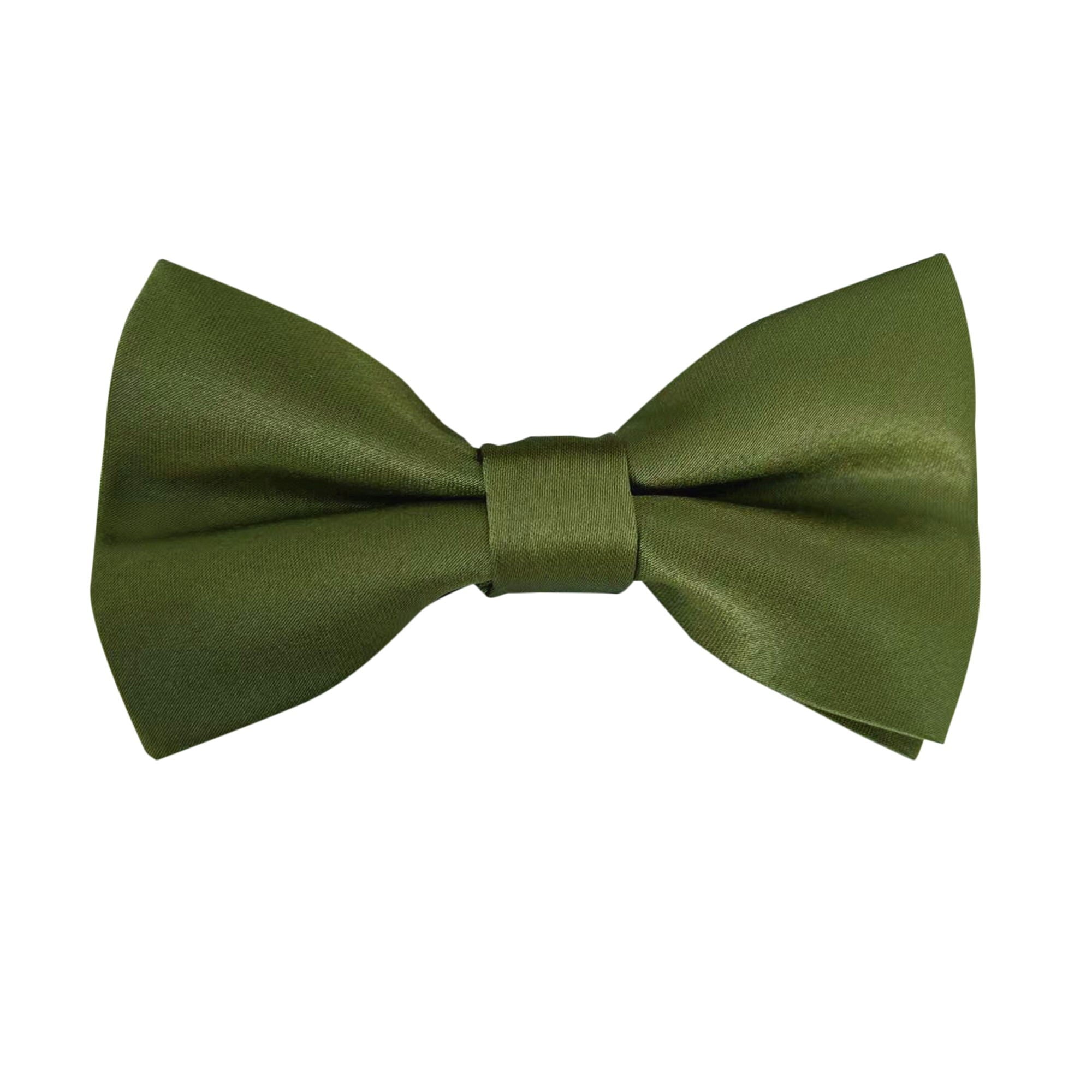 Olive Green Satin Pre-tied Bow Tie