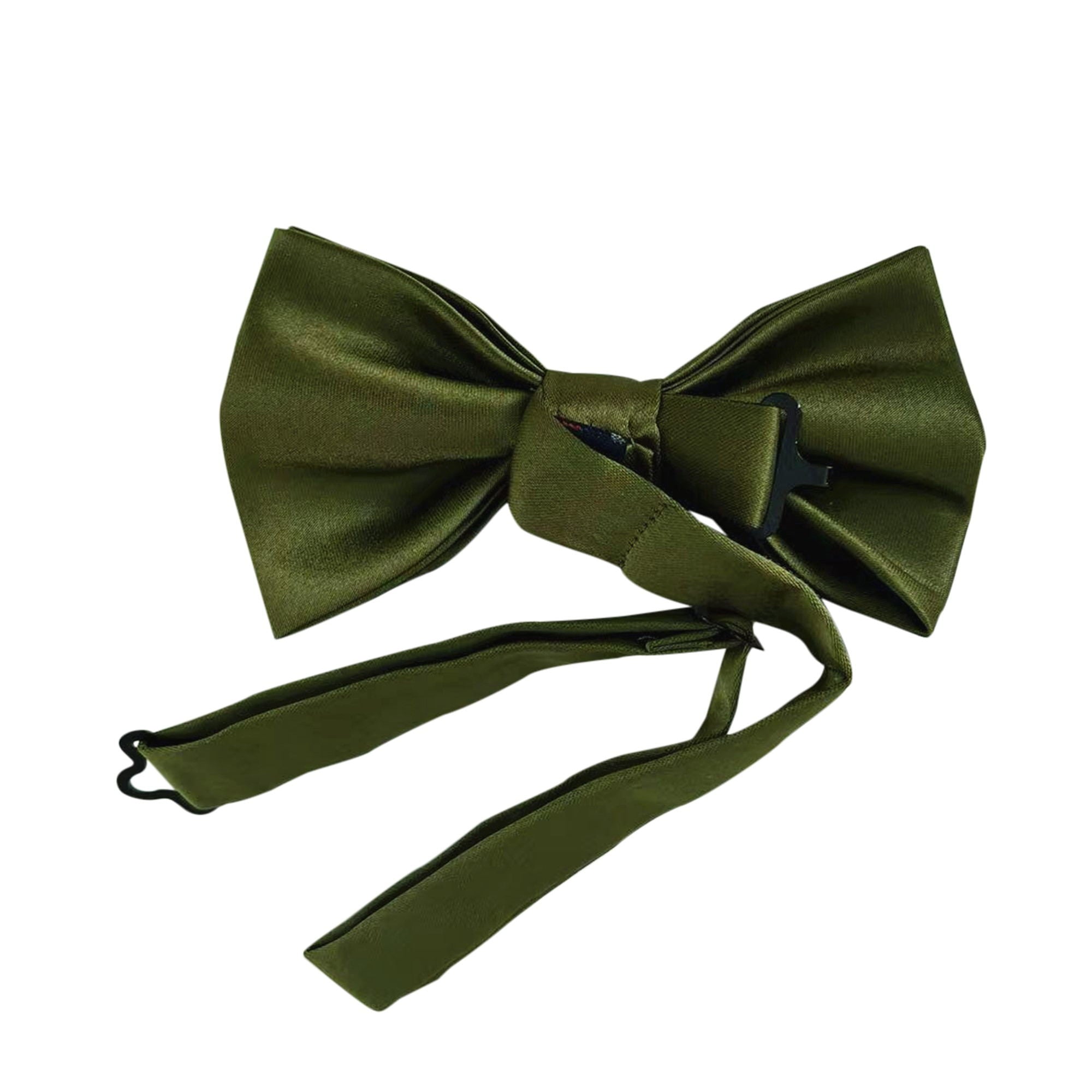 Olive Green Satin Pre-tied Bow Tie