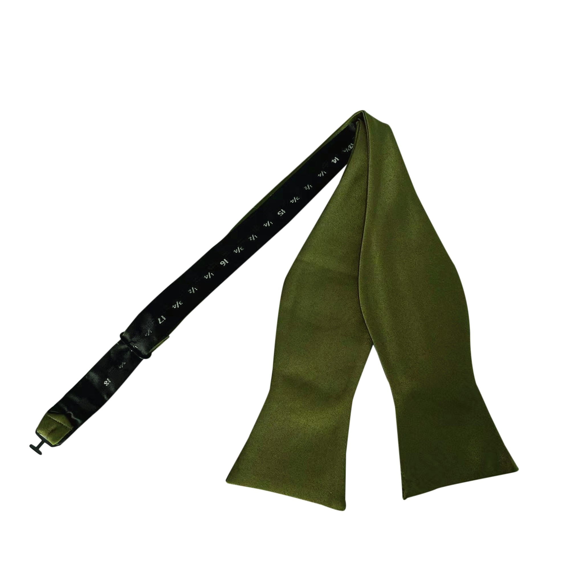 Olive Green Satin Self-tied Bow Tie