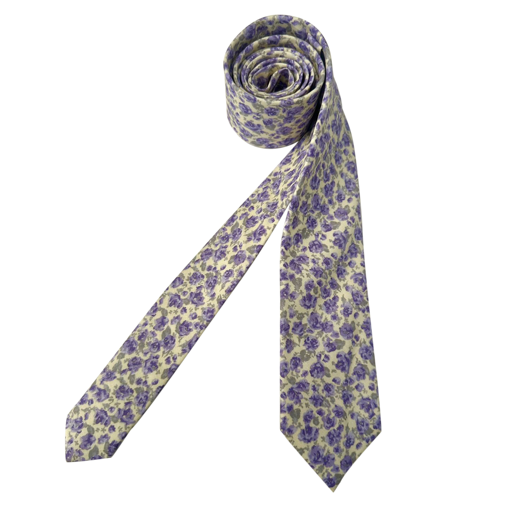 Fuchsia Purple on Beige Skinny Tie