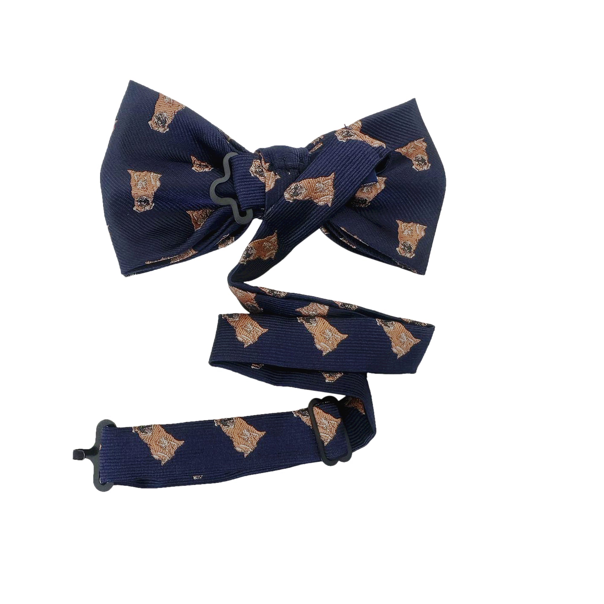 Navy Blue Pug Dog Pre-tied Bow Tie