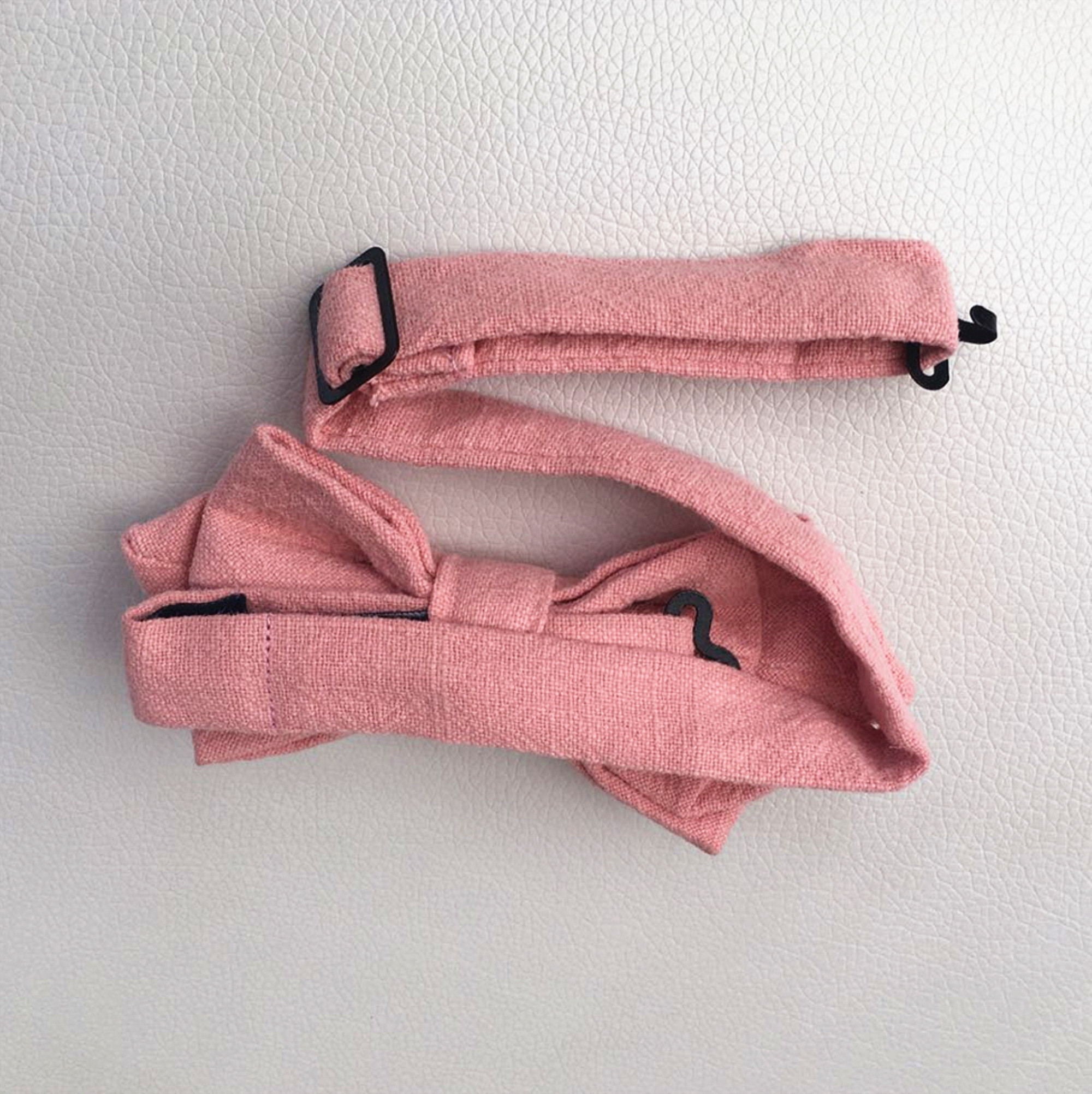 Ballet Pink Linen Adult Diamond Bow Tie