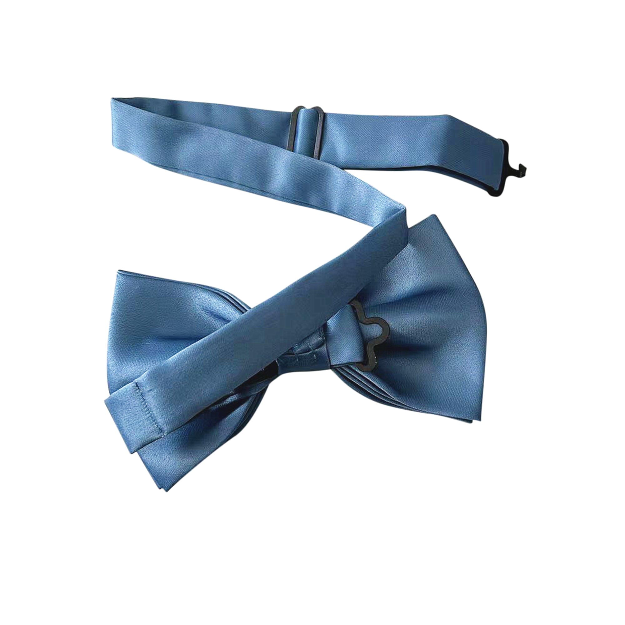 Steel Blue Satin Pre-tied Bow Tie