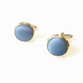 Steel Blue Satin Gold Cufflinks