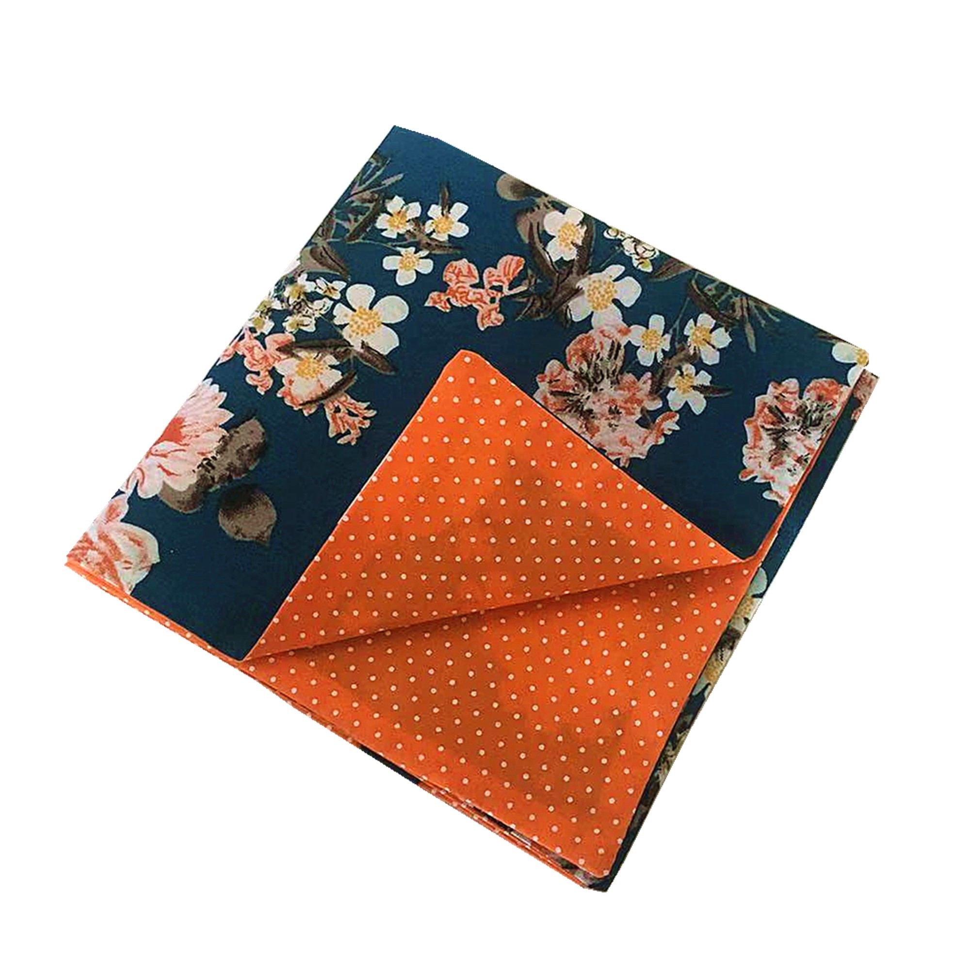 Ocean Blue Cotton Floral Pocket Square