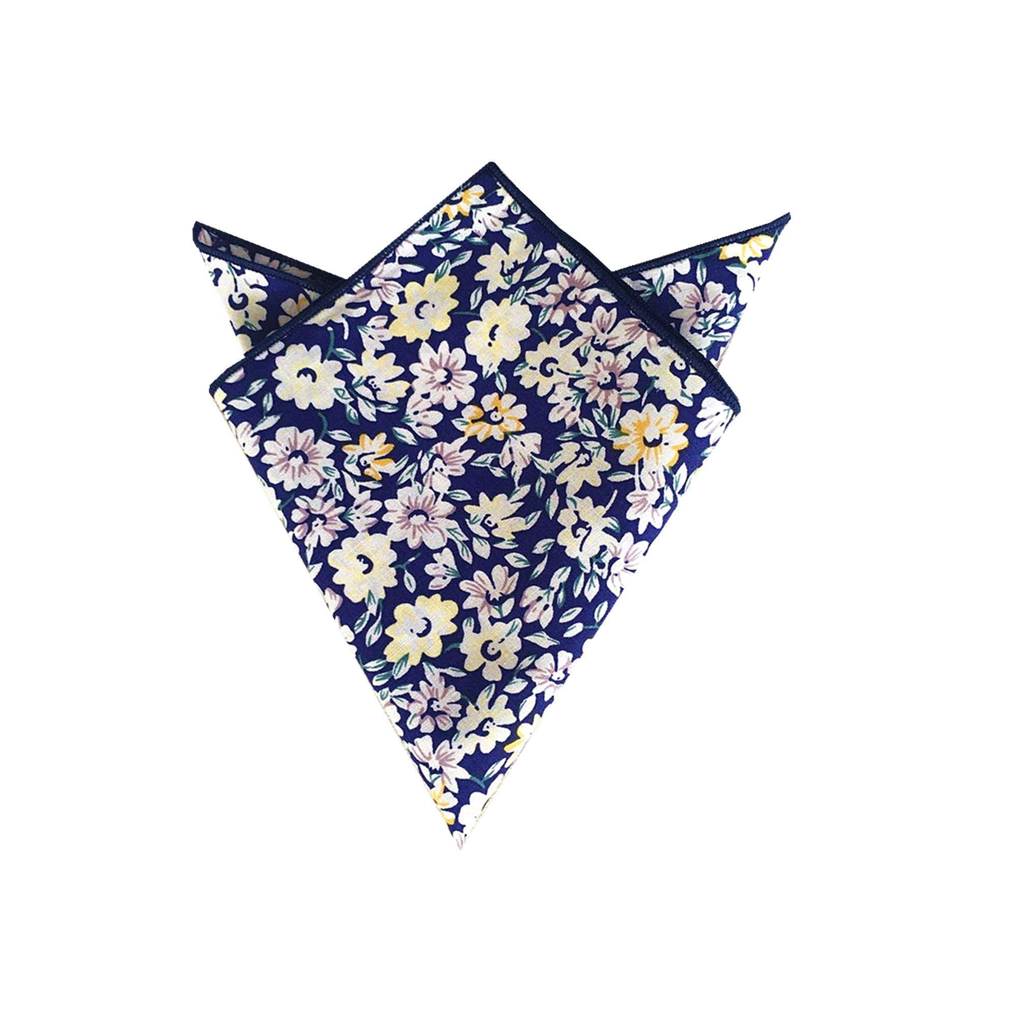 Sapphire Blue Floral Pocket Square