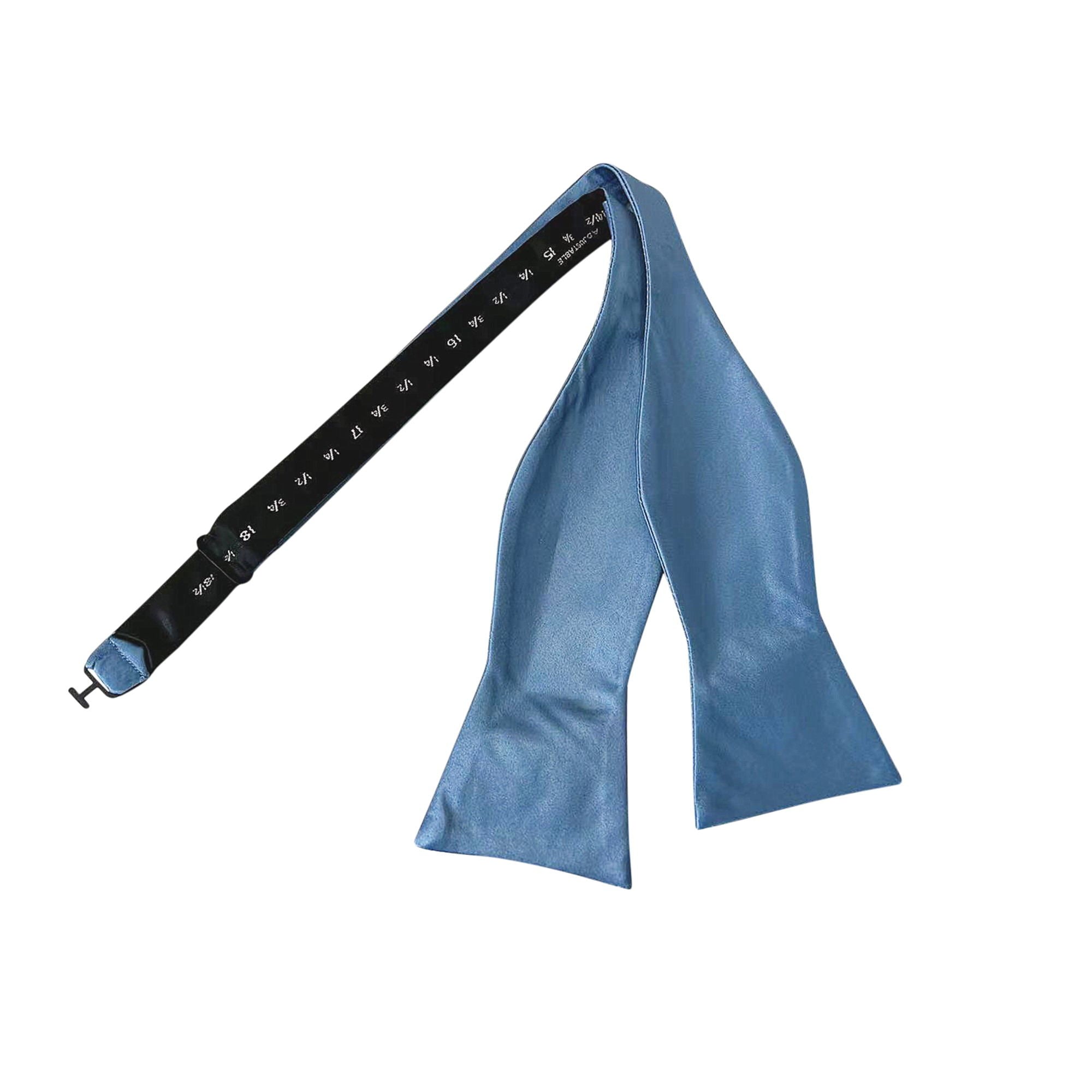 Steel Blue Satin Self-tied Bow Tie