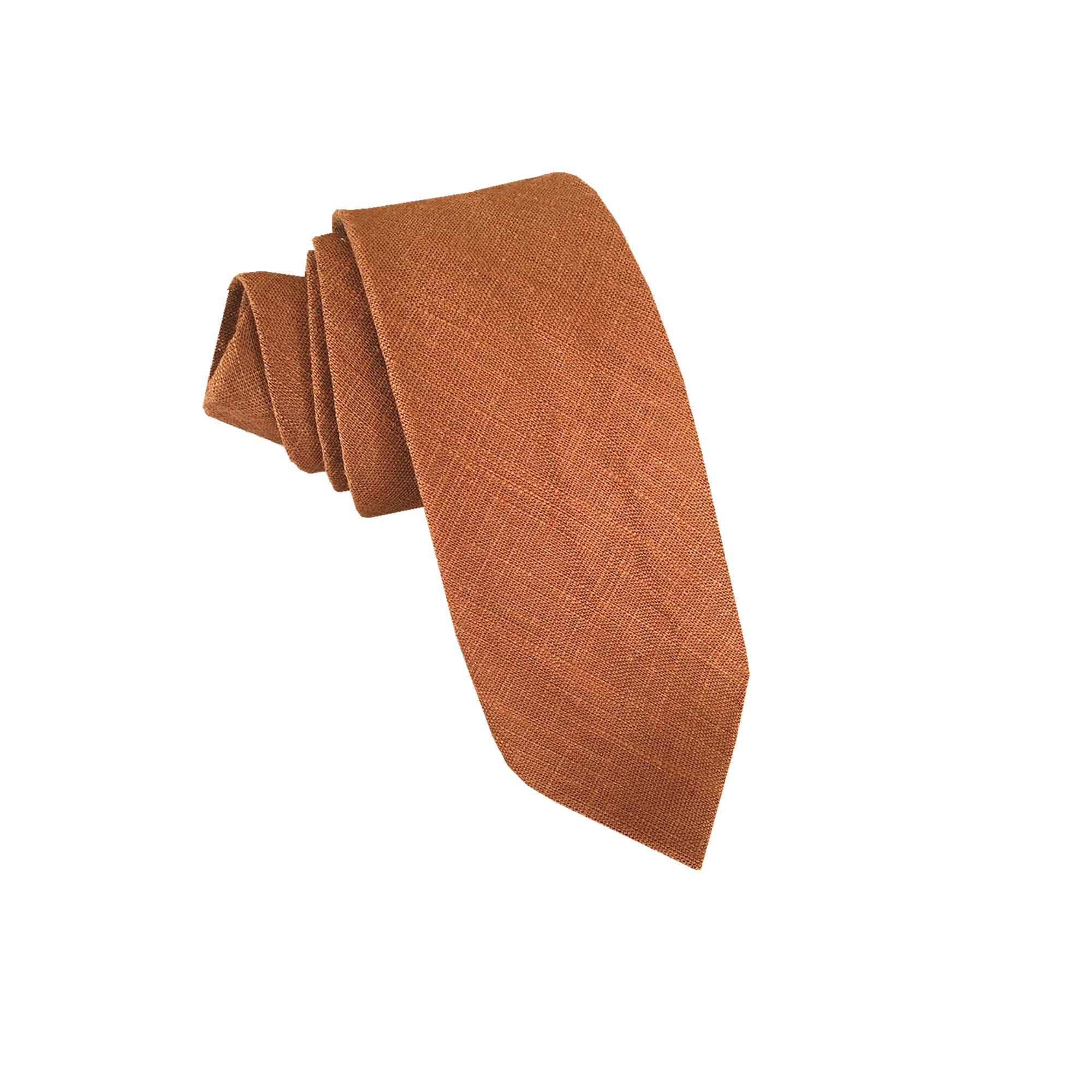 Burnt Bronze Linen Skinny Tie