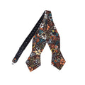 Orange Floral On Brown Self-tied Tip Bow Tie