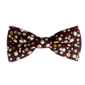 White Red Floral On Burgundy Pre-tied Bow Tie