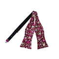 Pink Floral Burgundy Self-tied Bow Tie