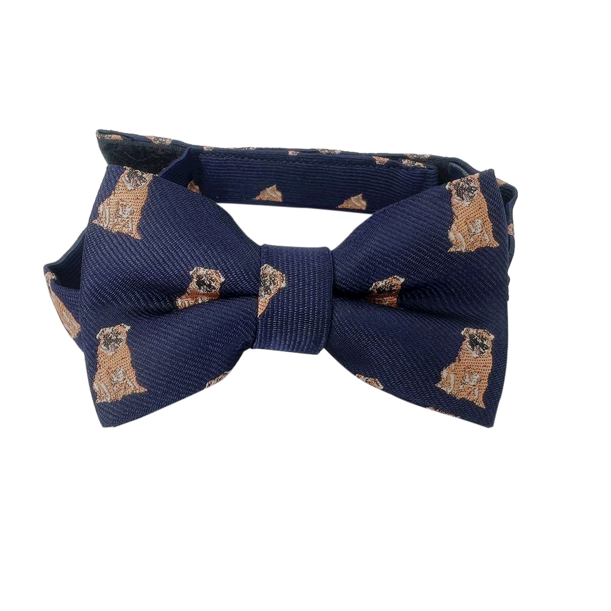 Navy Blue Pug Dog Kids Bow Tie