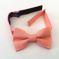 Coral Pink Linen Kids Bow Tie