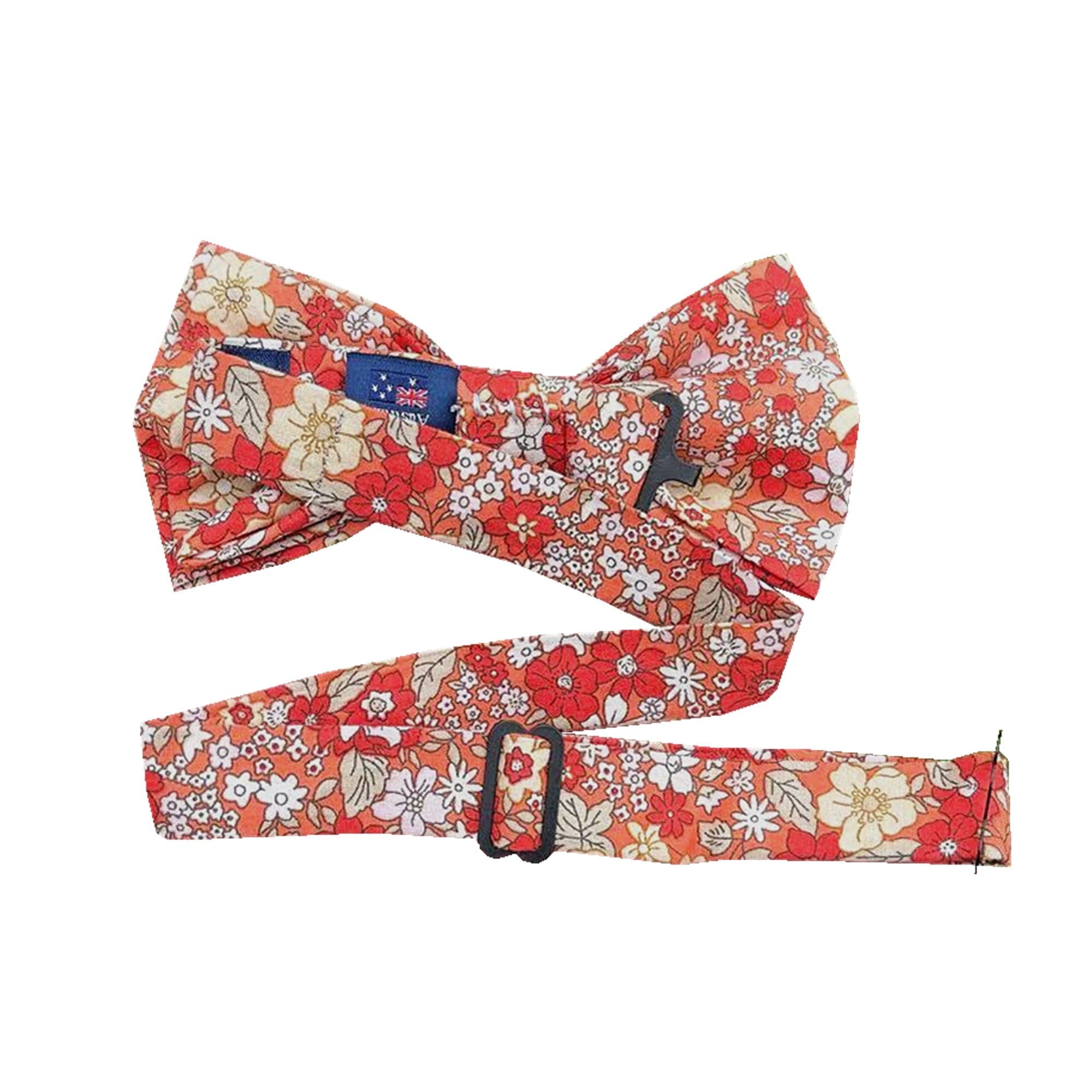 Orange Floral Pre-tied Bow Tie