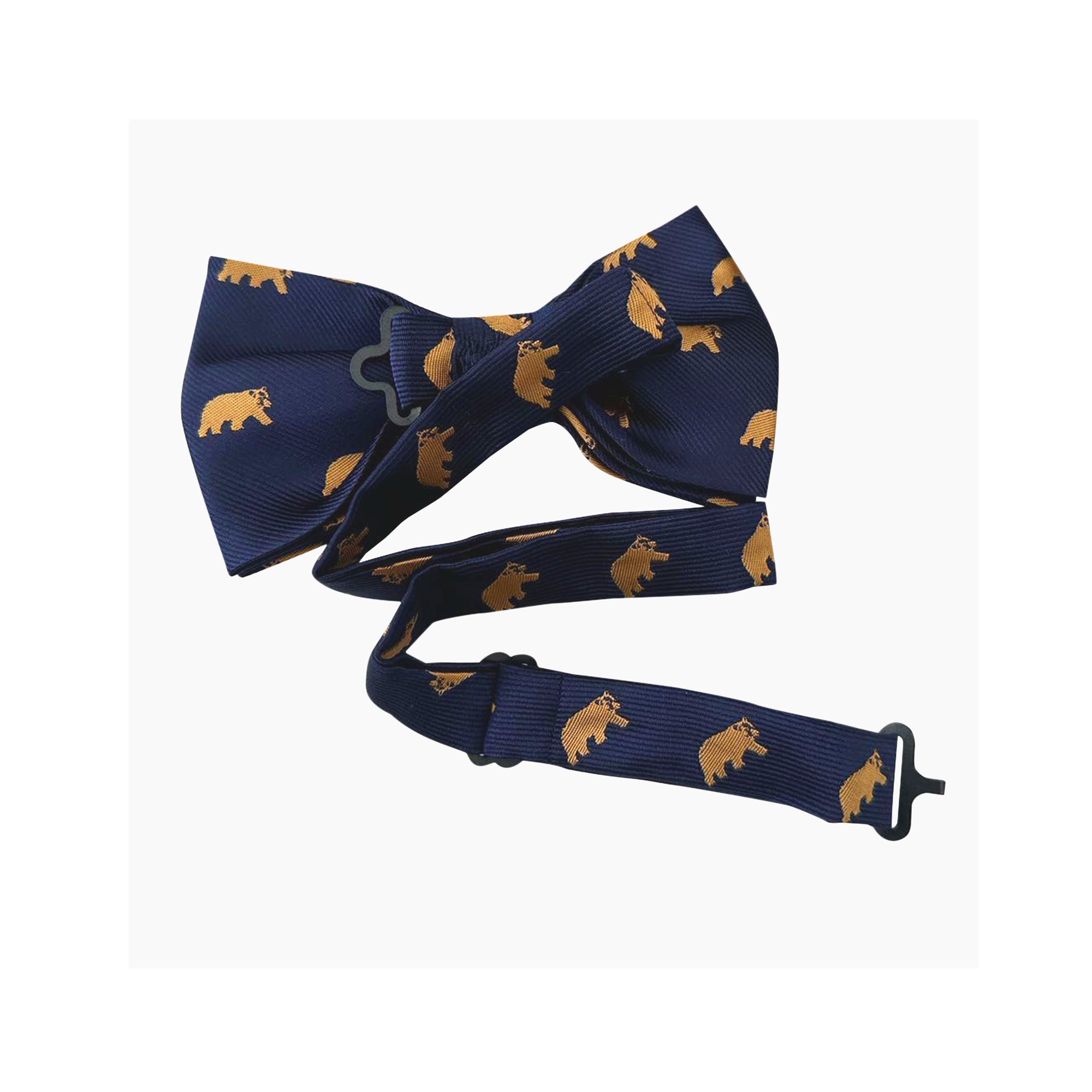 Navy Blue with Gold Bear Pre-tied Bow Tie
