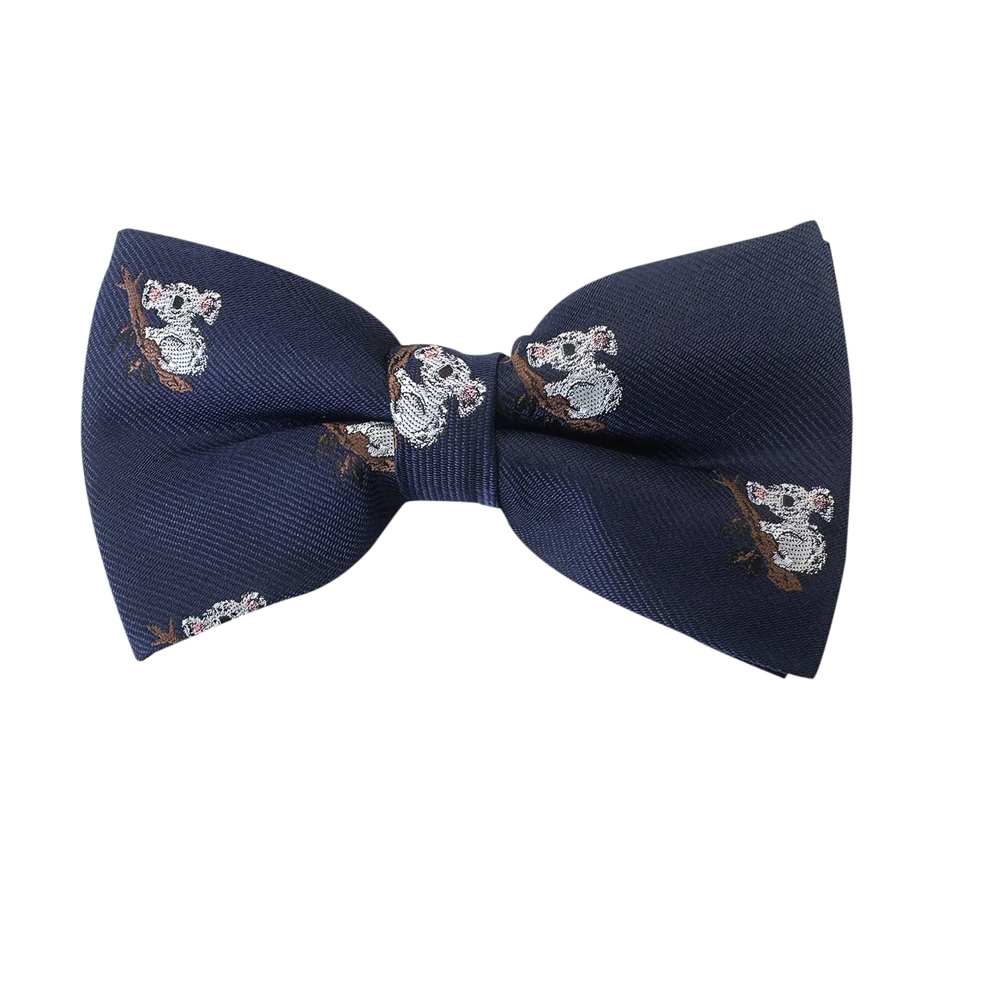 Navy Blue White Koala Pre-tied Bow Tie