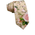 Peach Floral on Beige Skinny Tie