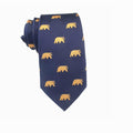Navy Blue with Gold Bear Skinny Tie